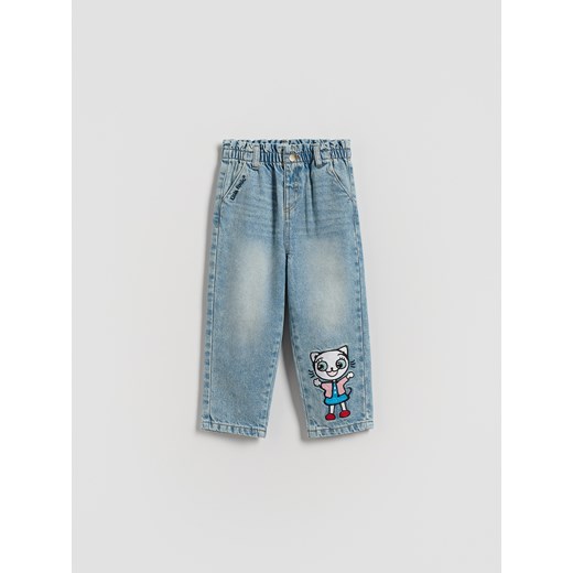 Reserved - Jeansy paperbag Kicia Kocia - niebieski ze sklepu Reserved w kategorii Spodnie dziewczęce - zdjęcie 186400262