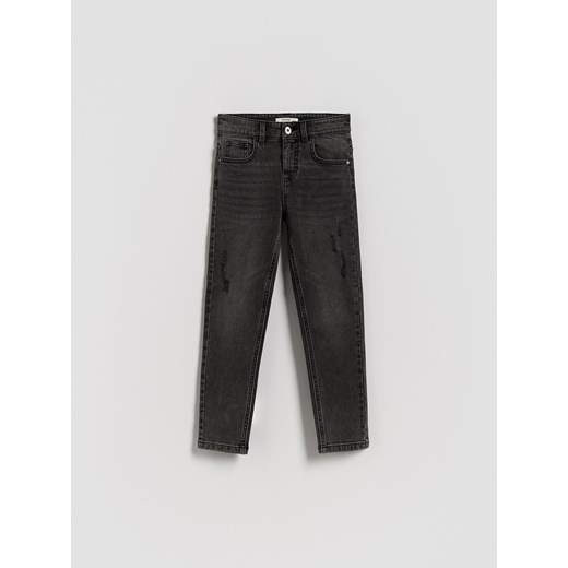 Reserved - Jeansy slim z dziurami - szary ze sklepu Reserved w kategorii Spodnie chłopięce - zdjęcie 186400864