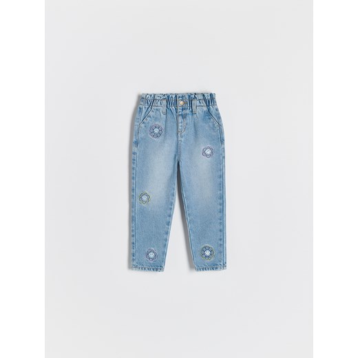 Reserved - Jeansy z haftem SmileyWorld® - niebieski ze sklepu Reserved w kategorii Spodnie dziewczęce - zdjęcie 186401862