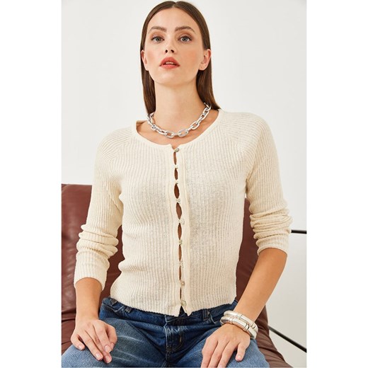 Happiness Istanbul Kardigan w kolorze beżowym ze sklepu Limango Polska w kategorii Swetry damskie - zdjęcie 186403752