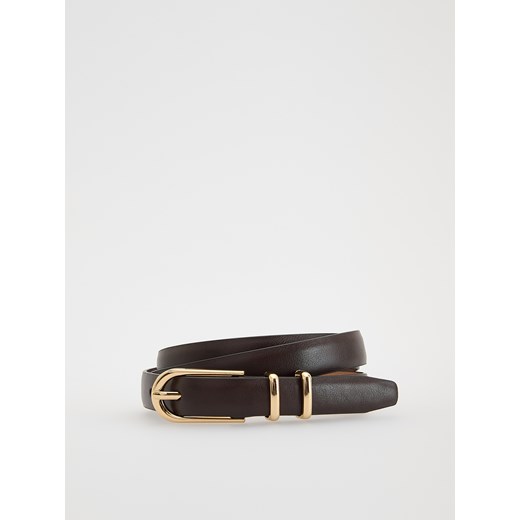 Reserved - Pasek z łączonych materiałów - ciemnobrązowy ze sklepu Reserved w kategorii Paski damskie - zdjęcie 186404990