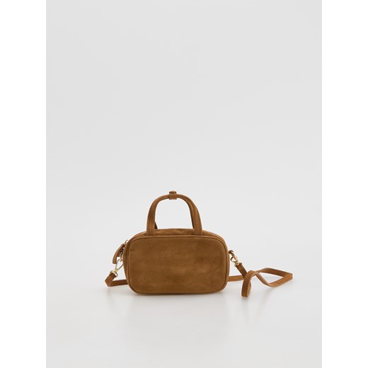Reserved - Zamszowa torebka - beżowy ze sklepu Reserved w kategorii Listonoszki - zdjęcie 186405140