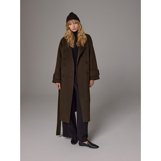 Reserved - Wełniana czapka z dodatkiem kaszmiru - ciemnobrązowy ze sklepu Reserved w kategorii Czapki zimowe damskie - zdjęcie 186405190