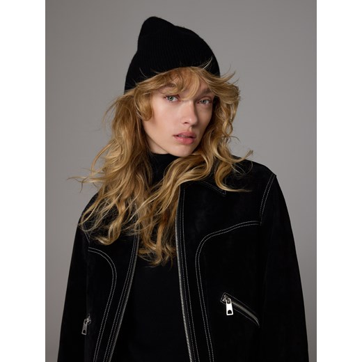 Reserved - Wełniana czapka z dodatkiem kaszmiru - czarny ze sklepu Reserved w kategorii Czapki zimowe damskie - zdjęcie 186405273