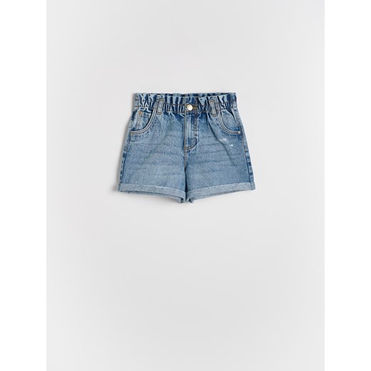 Reserved - Jeansowe szorty paperbag - niebieski ze sklepu Reserved w kategorii Spodenki dziewczęce - zdjęcie 186405322