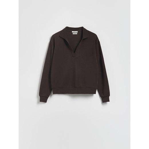 Reserved - Bluza z modalem - ciemnobrązowy ze sklepu Reserved w kategorii Bluzy damskie - zdjęcie 186405521