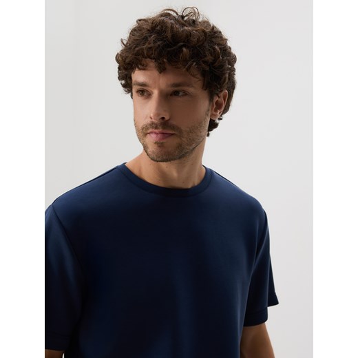 Reserved - T-shirt regular z modalem - granatowy ze sklepu Reserved w kategorii T-shirty męskie - zdjęcie 186405954