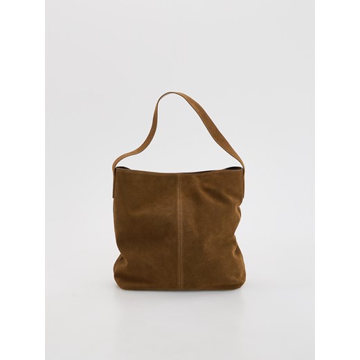 Reserved - Zamszowa torebka - brązowy ze sklepu Reserved w kategorii Torby Shopper bag - zdjęcie 186406323
