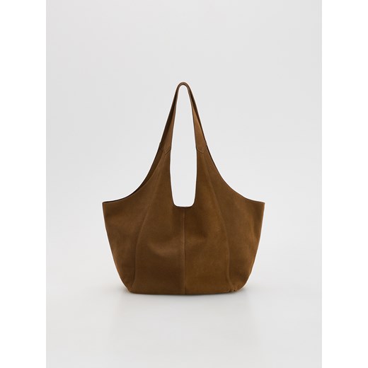 Reserved - Skórzana torebka typu hobo - brązowy ze sklepu Reserved w kategorii Torby Shopper bag - zdjęcie 186406330