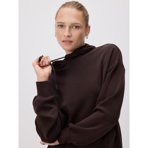 Reserved - Gładka bluza z modalem - ciemnobrązowy ze sklepu Reserved w kategorii Bluzy damskie - zdjęcie 186406460