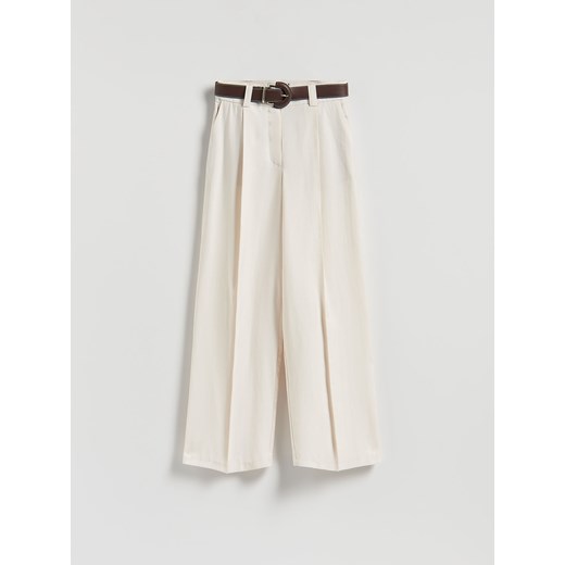 Reserved - Szerokie spodnie z modalem - złamana biel ze sklepu Reserved w kategorii Spodnie damskie - zdjęcie 186406544