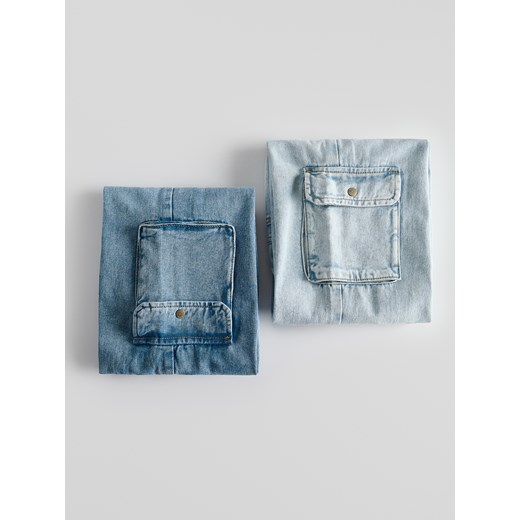 Reserved - Jeansy wide leg z kieszeniami cargo - niebieski ze sklepu Reserved w kategorii Spodnie dziewczęce - zdjęcie 186406564