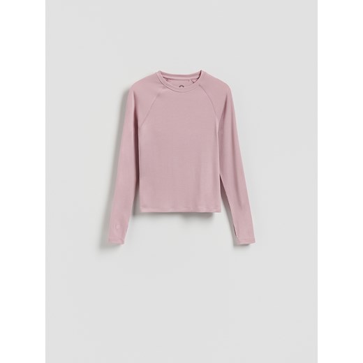 Reserved - Sportowy longsleeve z modalem - brudny róż ze sklepu Reserved w kategorii Bluzki damskie - zdjęcie 186406972