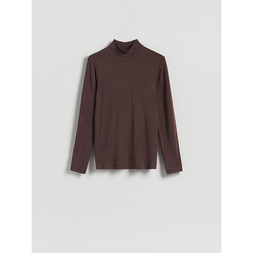 Reserved - Longsleeve z golfem - ciemnobrązowy ze sklepu Reserved w kategorii Swetry ciążowe - zdjęcie 186407024