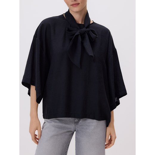 Reserved - Bluzka z wiązaniem - czarny ze sklepu Reserved w kategorii Bluzki damskie - zdjęcie 186407654