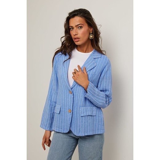 Le Monde du Lin Lniany blezer w kolorze błękitnym Le Monde Du Lin 40/42 Limango Polska okazja