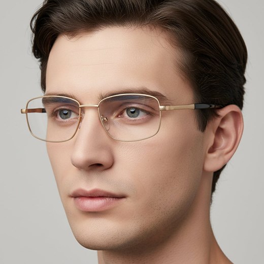 Metalowe okulary zerówki z filtrem Blue Light do komputera 25154 złote + akcesoria ze sklepu Stylion w kategorii Okulary zerówki męskie - zdjęcie 186408291