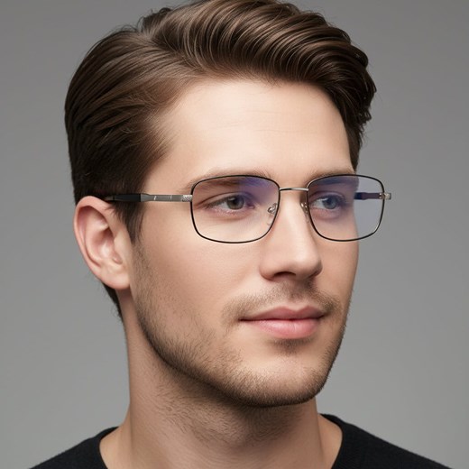 Metalowe okulary zerówki z filtrem Blue Light do komputera 25154C Czarny/Srebrny + akcesoria ze sklepu Stylion w kategorii Okulary zerówki męskie - zdjęcie 186408292