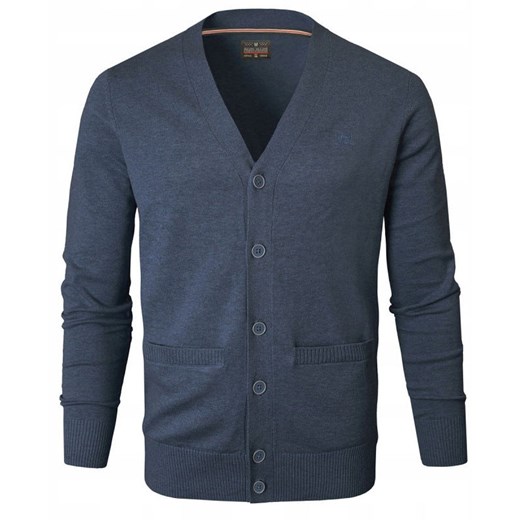 Bawełniany Sweter Męski, Rozpinany (Kardigan) - Pako Jeans - Jasny Granat SWPJNScamiloGRmz ze sklepu JegoSzafa.pl w kategorii Swetry męskie - zdjęcie 186408413