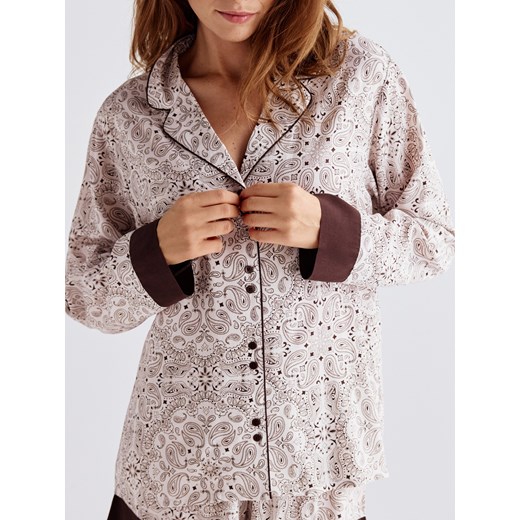 Reserved - Piżama dwuczęściowa z wiskozy - beżowy ze sklepu Reserved w kategorii Piżamy damskie - zdjęcie 186409353