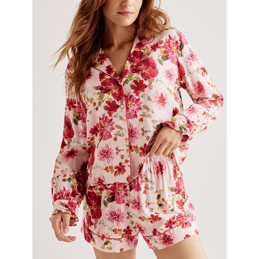 Reserved - Dwuczęściowa piżama z wiskozy - fuksja ze sklepu Reserved w kategorii Piżamy damskie - zdjęcie 186409560