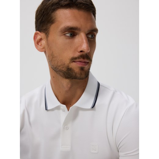 Reserved - Koszulka polo z merceryzowaną bawełną - biały ze sklepu Reserved w kategorii T-shirty męskie - zdjęcie 186410103