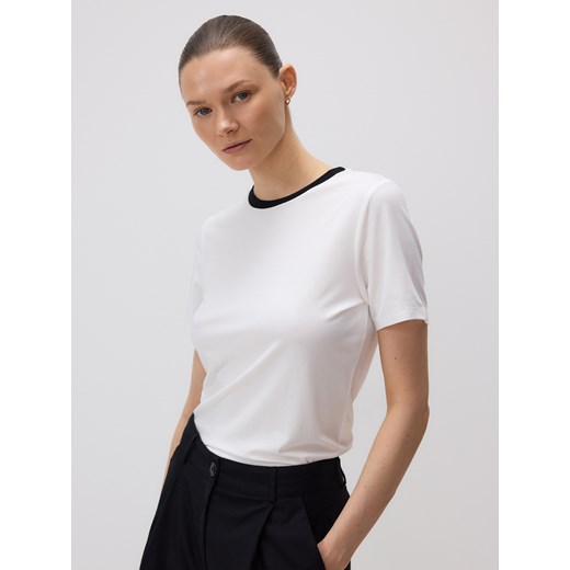 Reserved - T-shirt z modalem - biały Reserved L okazyjna cena Reserved