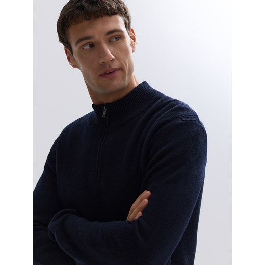 Reserved - Sweter z wełną - granatowy ze sklepu Reserved w kategorii Swetry męskie - zdjęcie 186410583