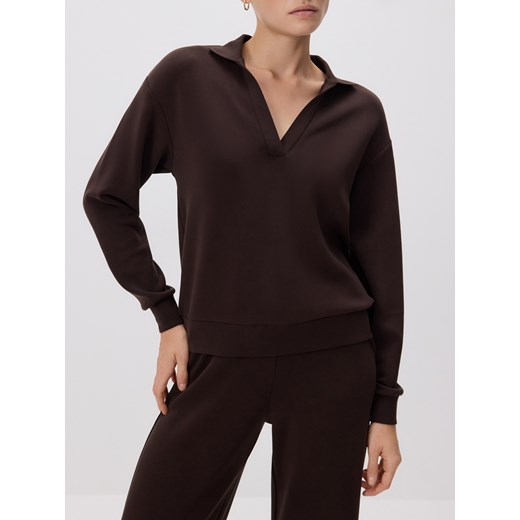 Reserved - Bluza z modalem - ciemnobrązowy ze sklepu Reserved w kategorii Bluzy damskie - zdjęcie 186410601