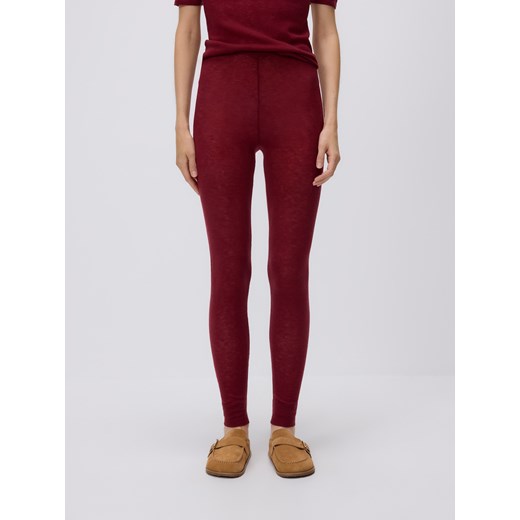 Reserved - Wełniane legginsy - burgundowy ze sklepu Reserved w kategorii Spodnie damskie - zdjęcie 186410653