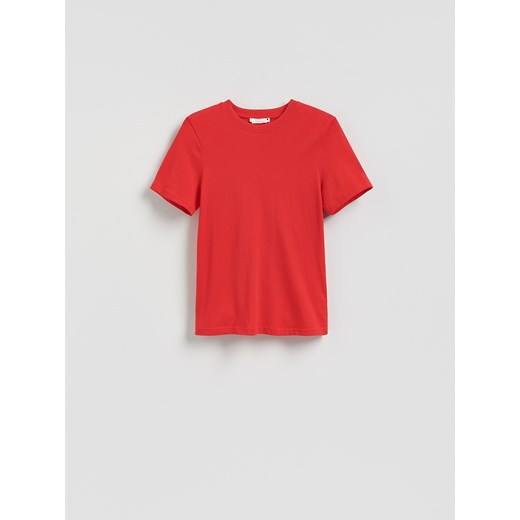 Reserved - T-shirt z merceryzowanej bawełny - czerwony ze sklepu Reserved w kategorii Bluzki damskie - zdjęcie 186410953