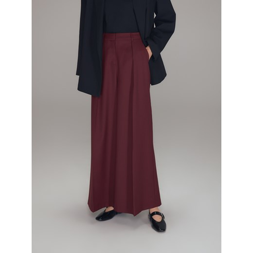 Reserved - Spodnie z wełną - bordowy ze sklepu Reserved w kategorii Spodnie damskie - zdjęcie 186411181