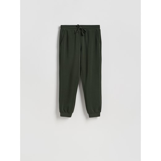 Reserved - Dresowe spodnie z modalem - ciemnozielony ze sklepu Reserved w kategorii Spodnie damskie - zdjęcie 186411301