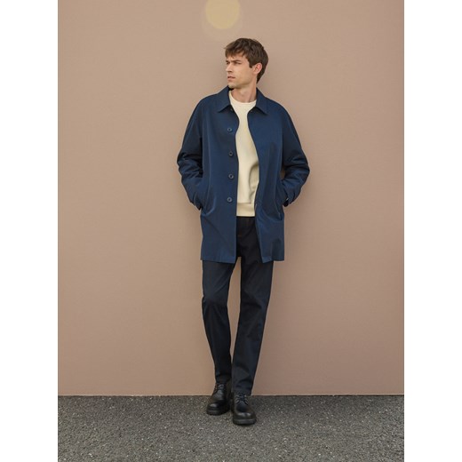 Reserved - Płaszcz z wodoodpornej tkaniny - granatowy ze sklepu Reserved w kategorii Płaszcze męskie - zdjęcie 186411542