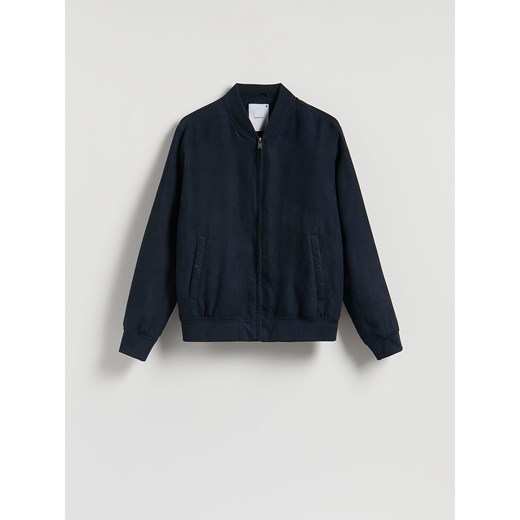 Reserved - Kurtka bomberka z imitacji zamszu - granatowy ze sklepu Reserved w kategorii Kurtki męskie - zdjęcie 186411553