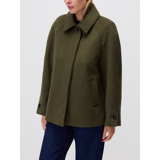 Reserved - Flauszowa kurtka z wełną - oliwkowy ze sklepu Reserved w kategorii Kurtki damskie - zdjęcie 186412401