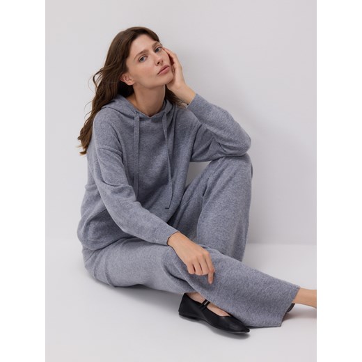 Reserved - Wełniany sweter z kapturem - jasnoszary ze sklepu Reserved w kategorii Swetry damskie - zdjęcie 186412564