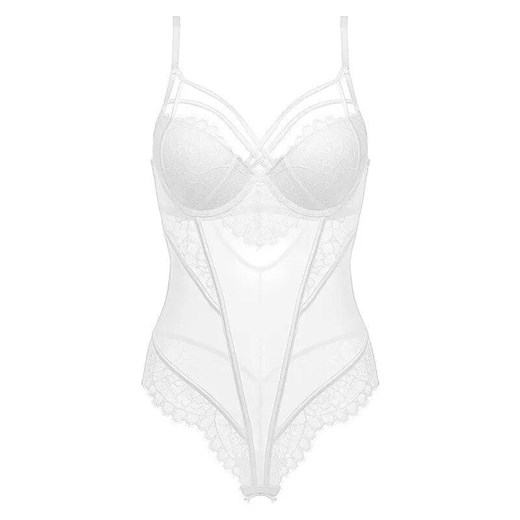 Body bieliźniane z koronką i paseczkami - Biały 70B ze sklepu Intimica.pl w kategorii Body damskie - zdjęcie 186415231
