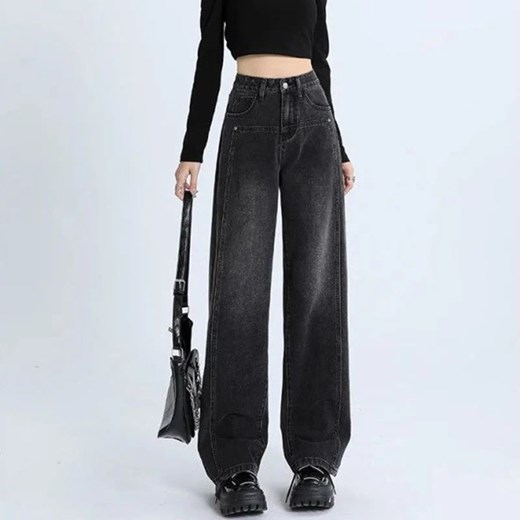 Czarne damskie jeansy z prostą nogawką - Czarny XS ze sklepu Intimica.pl w kategorii Jeansy damskie - zdjęcie 186415842