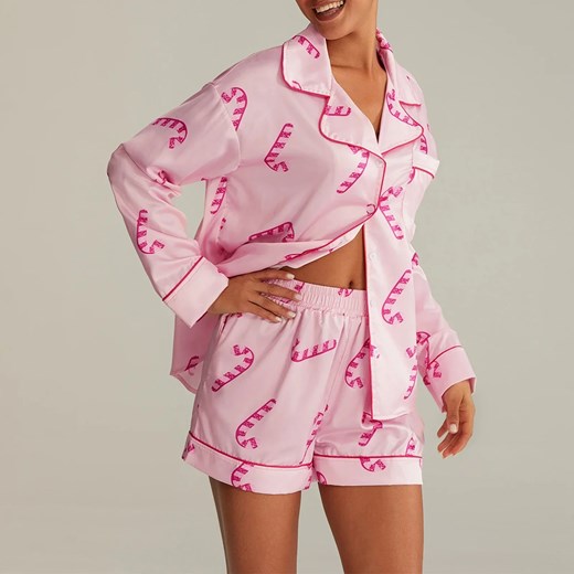 Damska urocza piżama świąteczna - Różowy S ze sklepu Intimica.pl w kategorii Piżamy damskie - zdjęcie 186416063