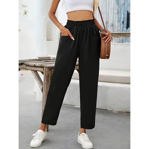 Damskie chinosy na gumkę - Czarny S ze sklepu Intimica.pl w kategorii Spodnie damskie - zdjęcie 186416130