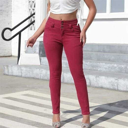 Damskie jeansowe rurki - Różowy S ze sklepu Intimica.pl w kategorii Spodnie damskie - zdjęcie 186416151