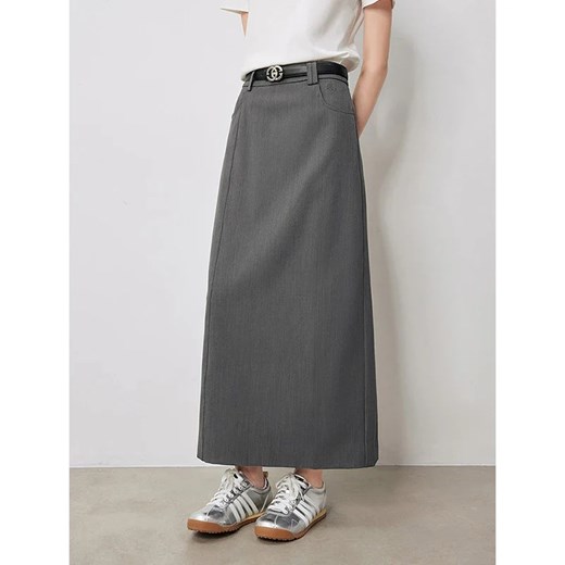 Długa spódnica z rozcięciem - Szary S ze sklepu Intimica.pl w kategorii Spódnice - zdjęcie 186416411