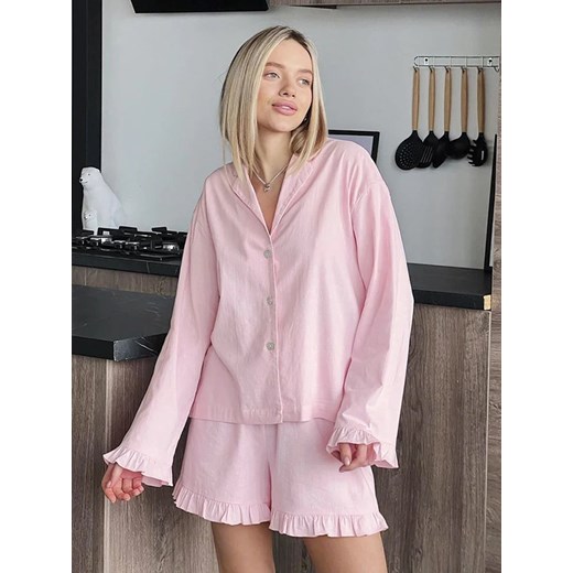 Domowy komplet damski z koszulą - Różowy S ze sklepu Intimica.pl w kategorii Piżamy damskie - zdjęcie 186416751