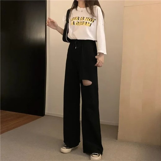 Dresy z dziurą - Czarny S ze sklepu Intimica.pl w kategorii Spodnie damskie - zdjęcie 186416842