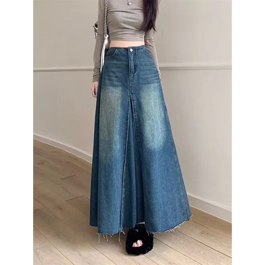 Jeansowa długa spódnica - Niebieski S ze sklepu Intimica.pl w kategorii Spódnice - zdjęcie 186417730