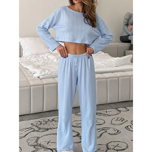 Komplet damski w styl oversize - Niebieski S ze sklepu Intimica.pl w kategorii Piżamy damskie - zdjęcie 186419260