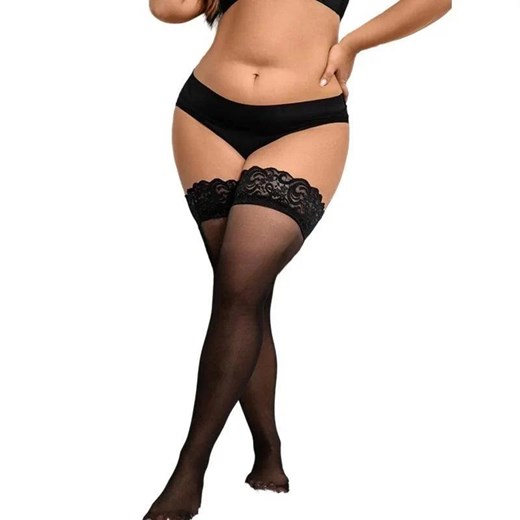 Koronkowe pończochy plus size - Czarny Plus size ze sklepu Intimica.pl w kategorii Pończochy - zdjęcie 186419712