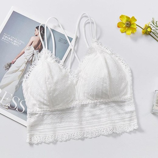 Koronkowy biustonosz w stylu boho - Biały Uniwersalny ze sklepu Intimica.pl w kategorii Biustonosze - zdjęcie 186419801