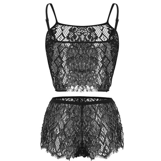 Koronkowy komplet bielizny plus size - Czarny L ze sklepu Intimica.pl w kategorii Komplety bielizny damskiej - zdjęcie 186419911